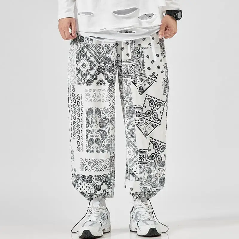 

2021 New Trend Male Chinese Style Loose Ankle-Length Pants Men's Print European Style Casual Pants Jogger Trousers Size M-5XL