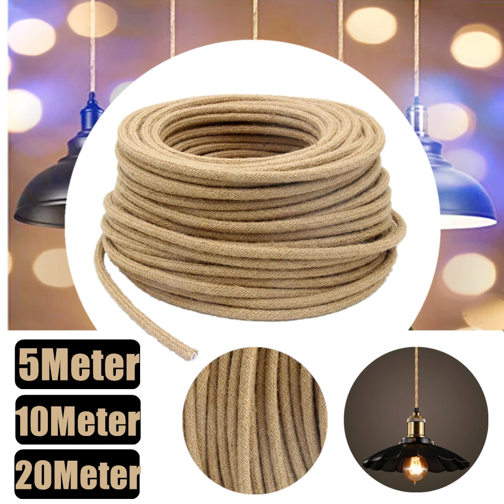 

2x0.75mm² Copper Core 300V Linen Line Flexible Textile Cable For Lamp Pendant Light Twisted Stranded Braided Fabric Cable Wire