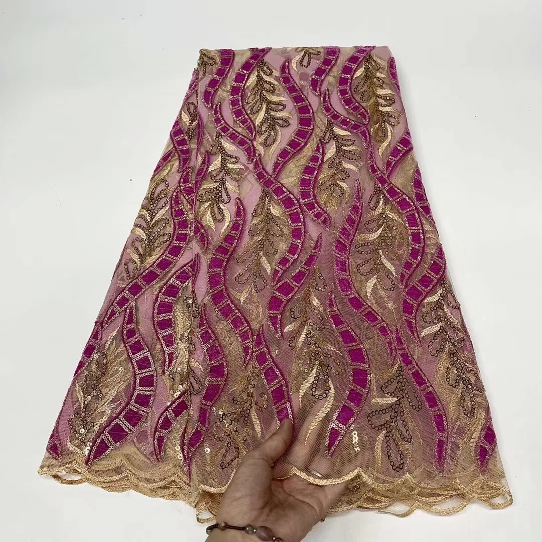 

2021 бархатная кружевная ткань с цветочным узором, Высококачественная африканская французская кружевная ткань с блестками, Нигерия, кружевн...
