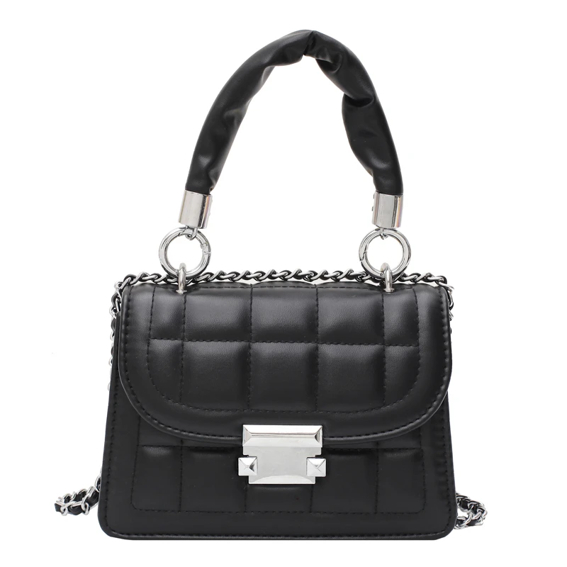

Fashion Solid Color Lattice Women Handbags Small Square Bag Quality PU Leather Women's Handbag Chain Shoulder Messenger Bags