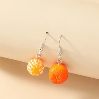 unusual earing women orange fruit drop hanging earrings 2022 for teen funny girls female ear rings jewelry gift stainless steel