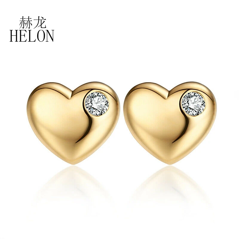 

HELON 0.1CT Natural Diamonds Studs Earrings Women Trendy Fine Jewelry Solid 14K Yellow Gold Wedding Engagement Diamonds Earrings