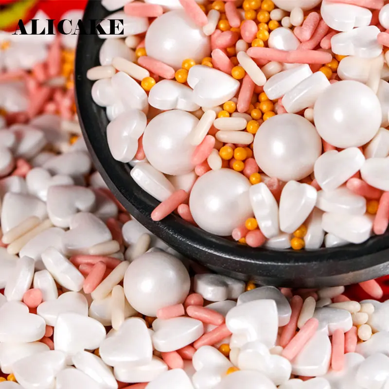 100 г свадебные съедобные спринклеры для торта микс белого жемчуга сердце игла
