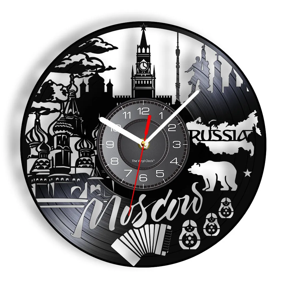 

Виниловый альбом с изображением Московского пейзажа, винтажный фотоальбом с записью часов, украшение для дома на русском языке, настенные ч...