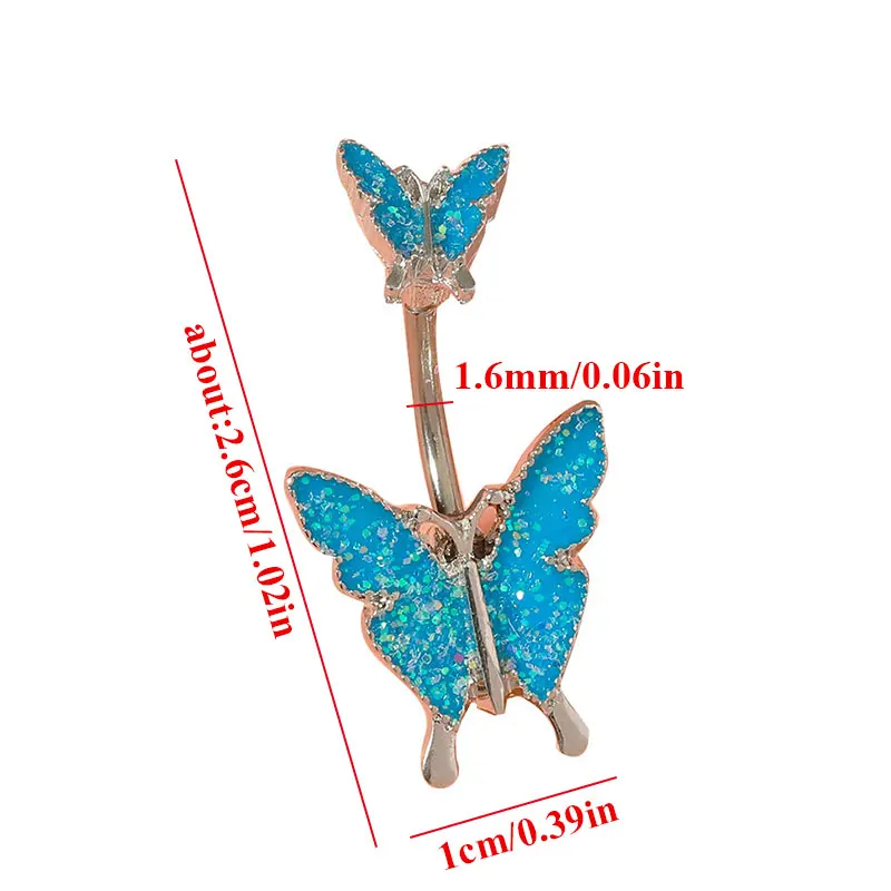 

1PCS Stainless Steel Butterfly Belly Button Ring Glitter Belly Piercing Jewelry Butterfly Belly Bar Navel Piercing Ring Cute