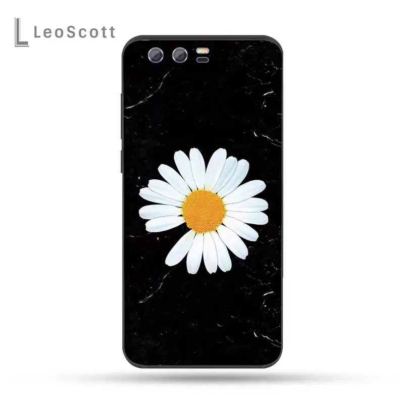 

Black White Flower Daisy Phone Case For Huawei Honor view 7a5.45inch 7c5.7inch 8x 8a 8c 9 9x 10 20 10i 20i lite pro