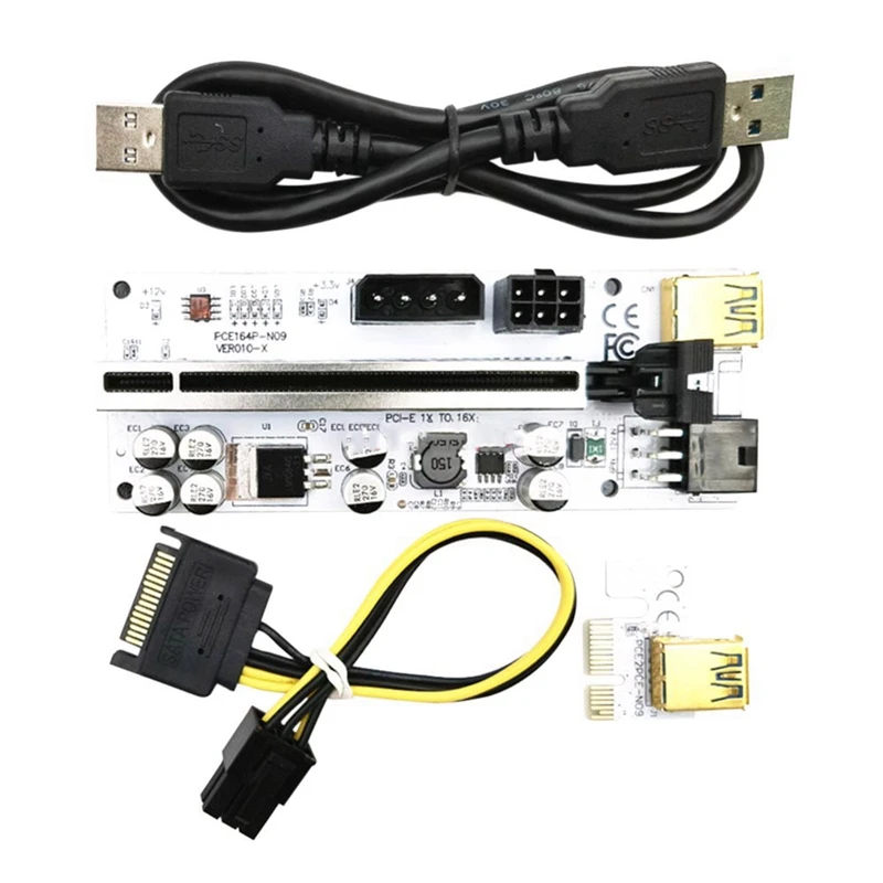 

VER010-X Pcie Riser Pci-E X1 to Pcie X16 Graphics Card Adapter Board Extension Cable 6Pin Riser