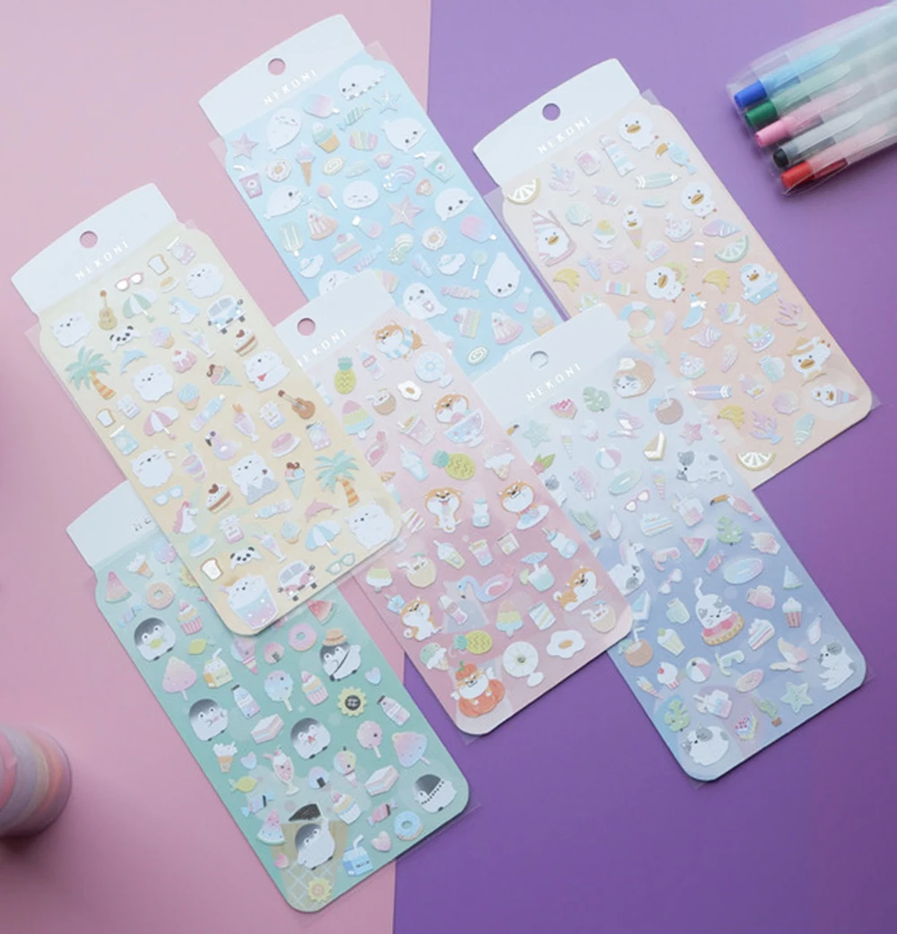 1 шт. животные холодные напитки мороженое Kawaii пуля журнал самолет декоративные канцелярские наклейки Скрапбукинг DIY дневник альбом палка