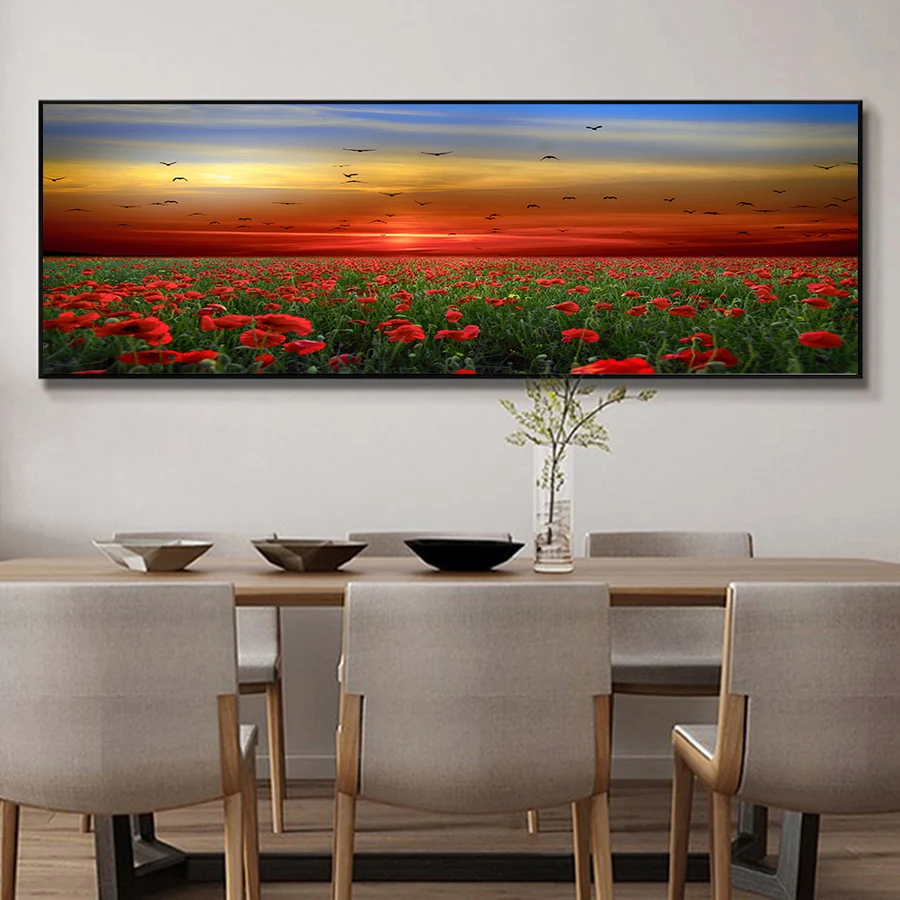

Sunset red flowers and birds large 5d diy diamond paintings full square round drill diamond embroidery picture mosaic kit AA2615