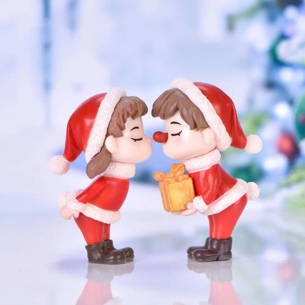 

2Pcs Mini Christmas Couple Figure Doll DIY Garden Bonsai Decor Ornament Kid Toy
