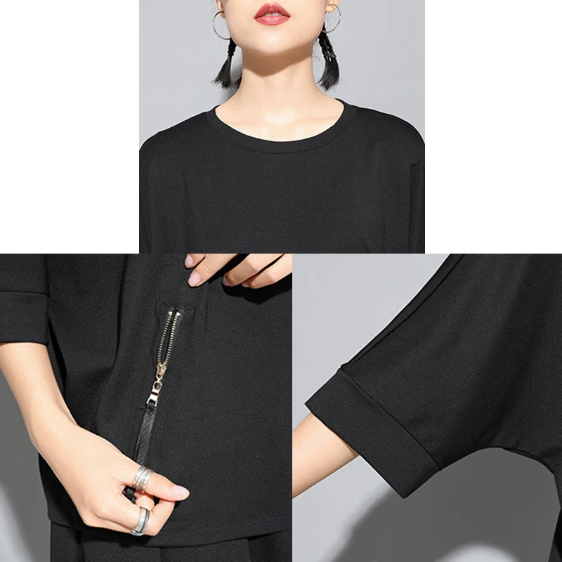 Футболка женская с капюшоном однотонная Свободная рубашка круглым вырезом на