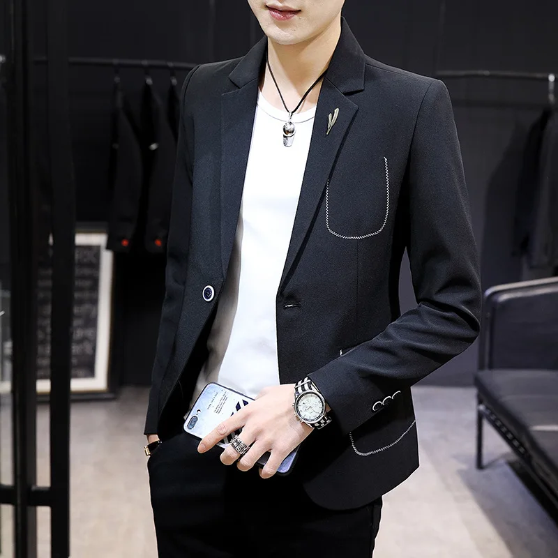 

2020 men's trend solid color blazer youth slim handsome casual blazer