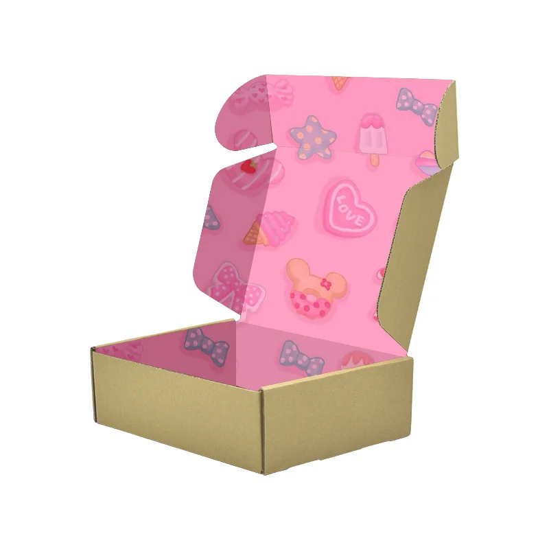 Пользовательский логотип простой розовый картон гофрированная бумага почтовые