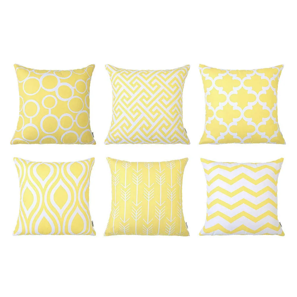 

6pc/set Fashion Home Decorative Pillowcase Cotton Linen 45x45cm Soft Blue Yellow Black Cushion Throw