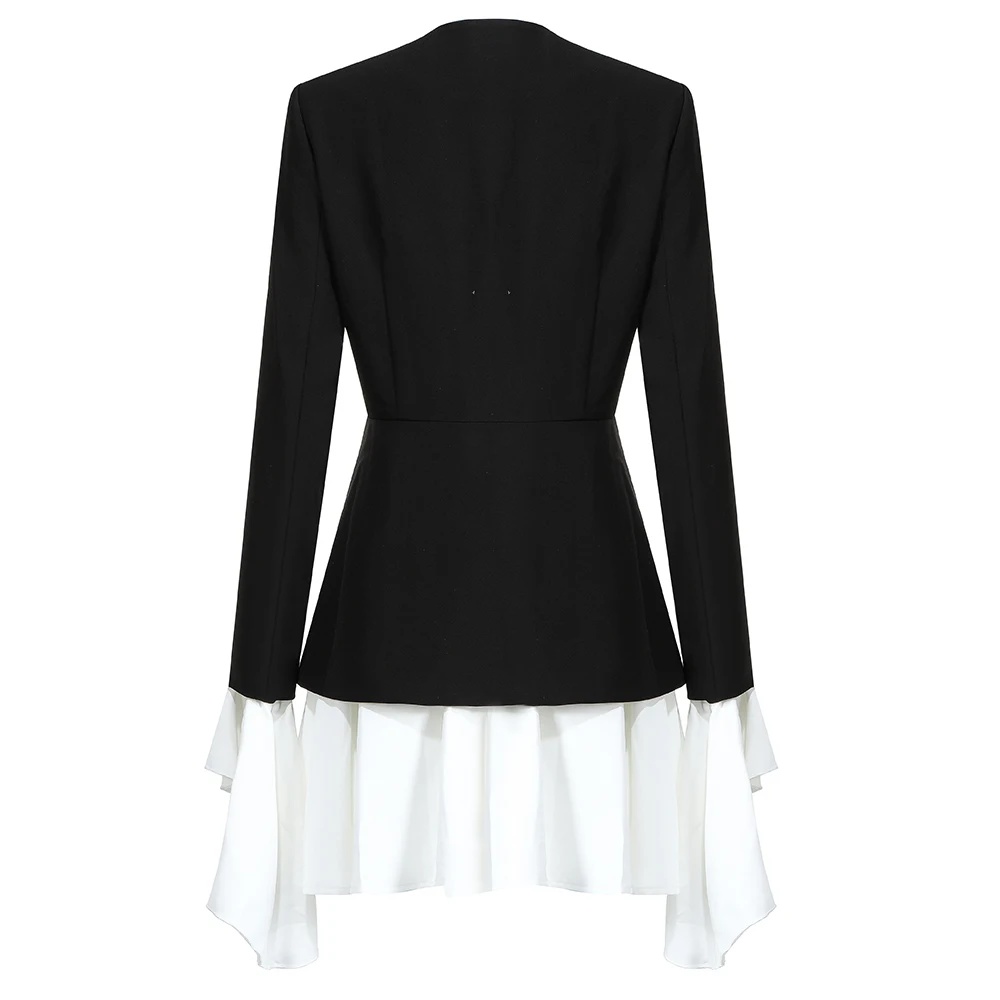 

High quality celebrity black white sleeve long sleeve Mini fashion dress corset Cocktail