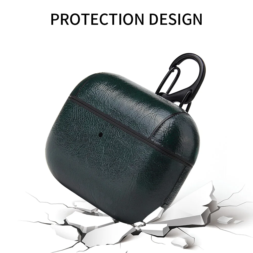 

Shockproof Cover Wireless Bluetooth Earphone Case for Air Pods 3 Business Leather Earphone Protective Case for Apple Airpods Pro