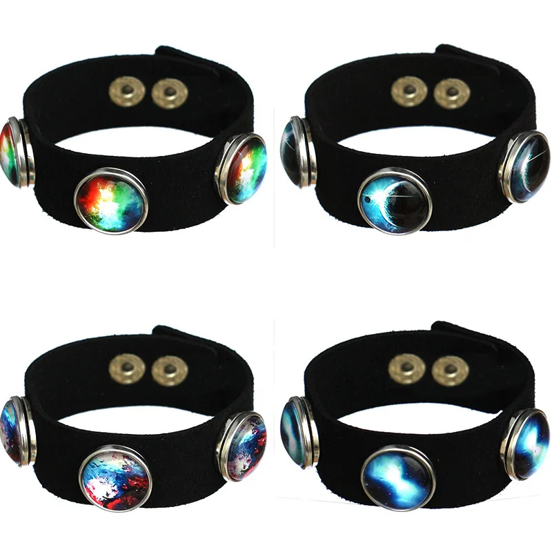 Черные браслеты для женщин с космическими кнопками модные стильные крутые