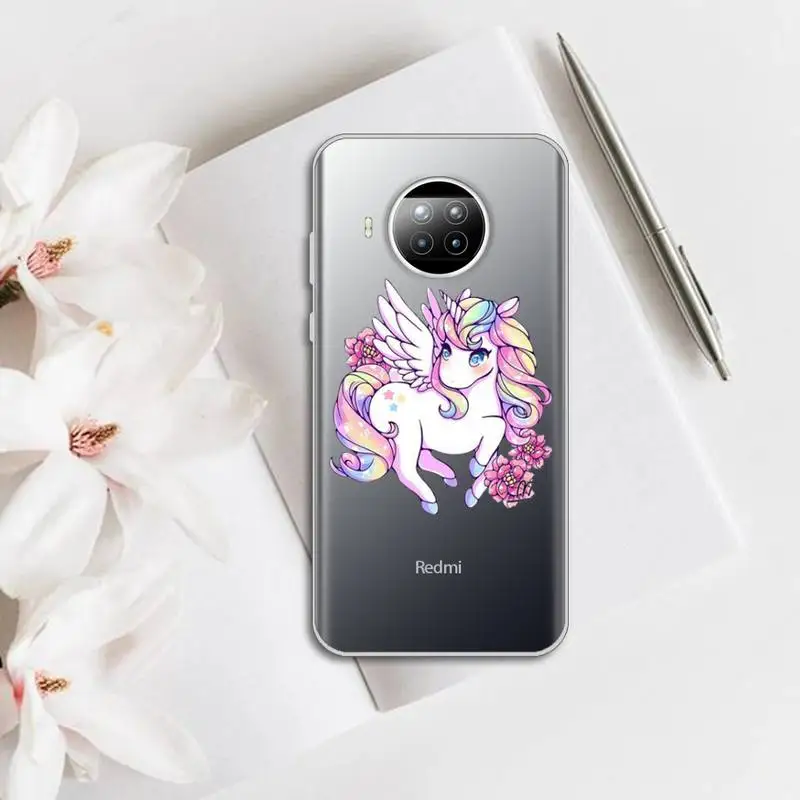

Cute cartoon animal rainbow unicorn Phone Case Transparent for Xiaomi Redmi note 10 t 8 9 pro lite 11