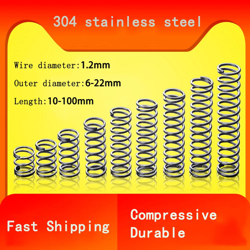 

High Quality Stainless Steel Compression Spring 304 SUS Compressed Spring Wire Diameter 1.2mm Y-Type Rotor Return Spring 10PCS