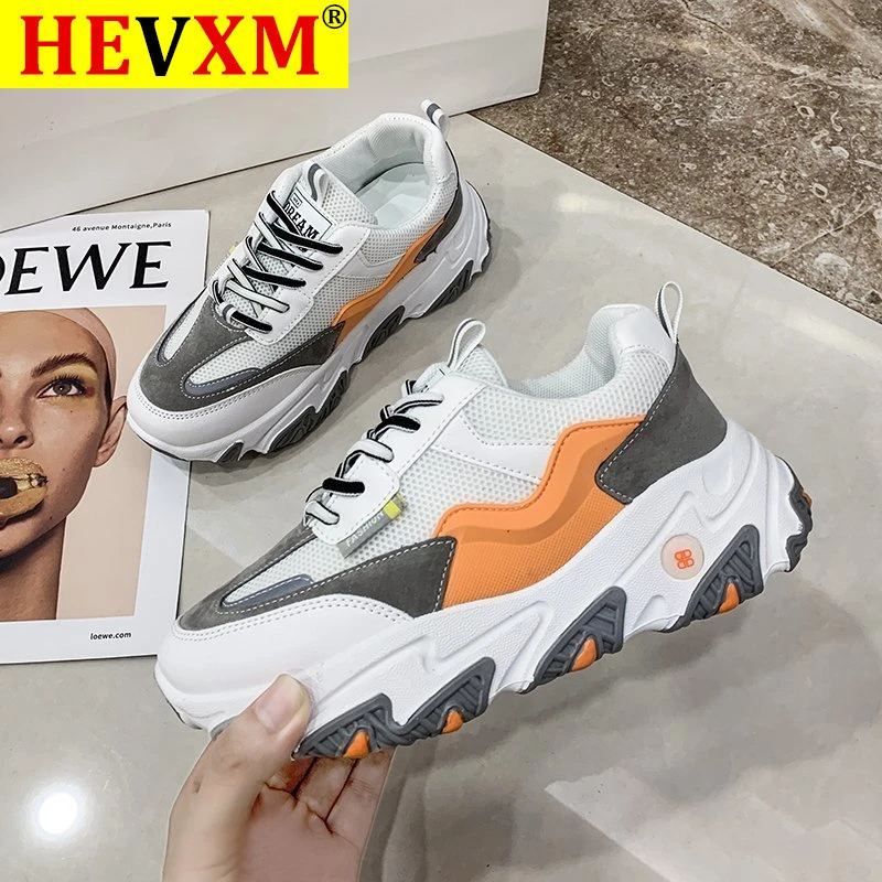 Брендовые массивные кроссовки Женская Вулканизированная обувь на платформе