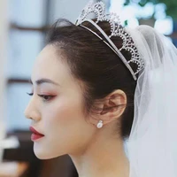 baroque retro white crystal bridal tiaras crown rhinestone pageant prom diadem bride headband wedding hair accessories 2021 new