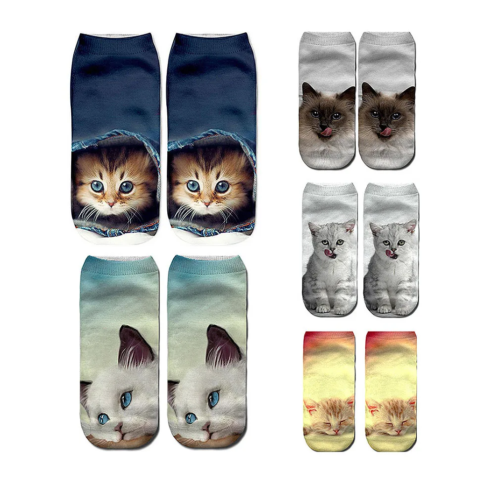 Женские носки в стиле Харадзюку хип хоп новинка короткие с 3D принтом унисекс