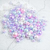 mixed 4681012mm pearl bead with hole imitation rainbow color plastic abs beads for party decoration craft diy jewelry making