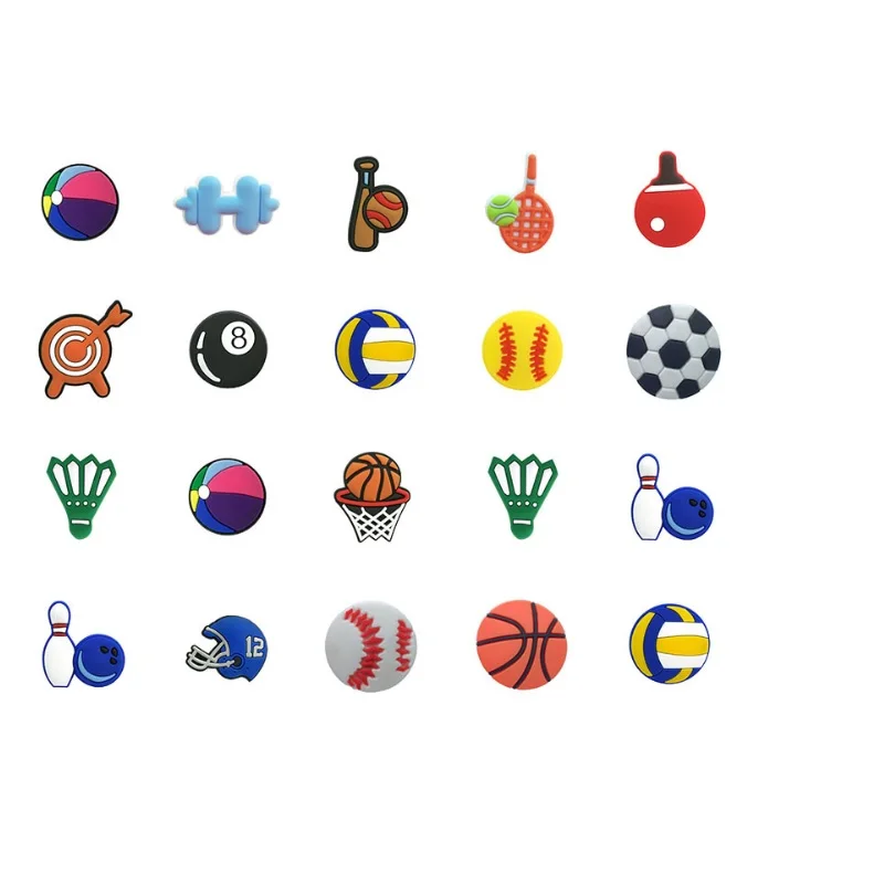 

100PCS/LOT Balls Foootball Shoe Charms Accessories Decorations Basketball Cartoon PVC Croc jibitz Buckle Boys Kids Party Gift