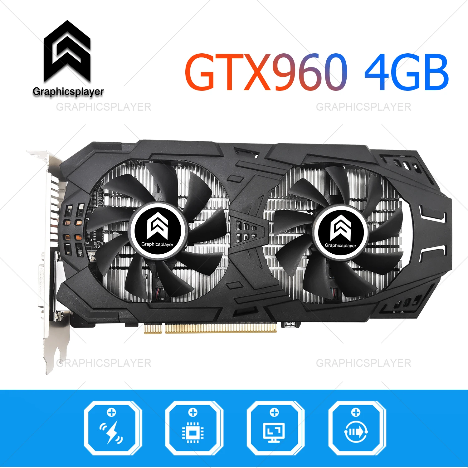 Двойные вентиляторы Графика карты GTX960 4 Гб 4096 МБ 128BIT для NVIDIA Видеокарта GTX