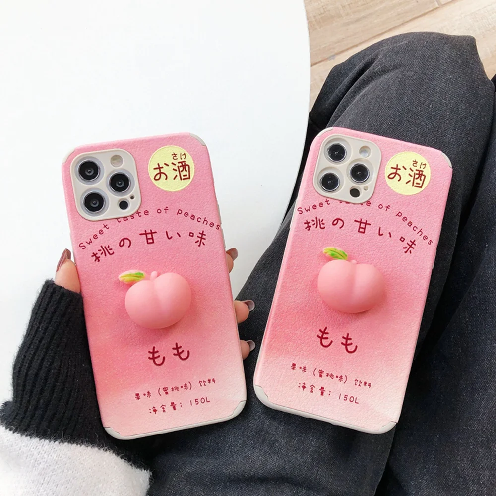 

Pinch music decompress peaches Silicone Case For iPhone 12 Mini 11 Pro X XR XS MAX 8 7 Plus Anti-fall Soft Cover