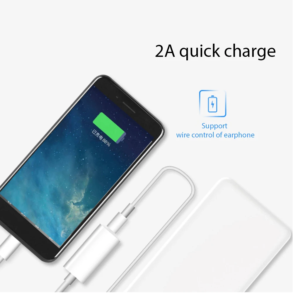 

Dual Ports For Lightning Power Adapter Headphone Jack Audio And Charge Splitter For IPhone X Support Music And Calling Function