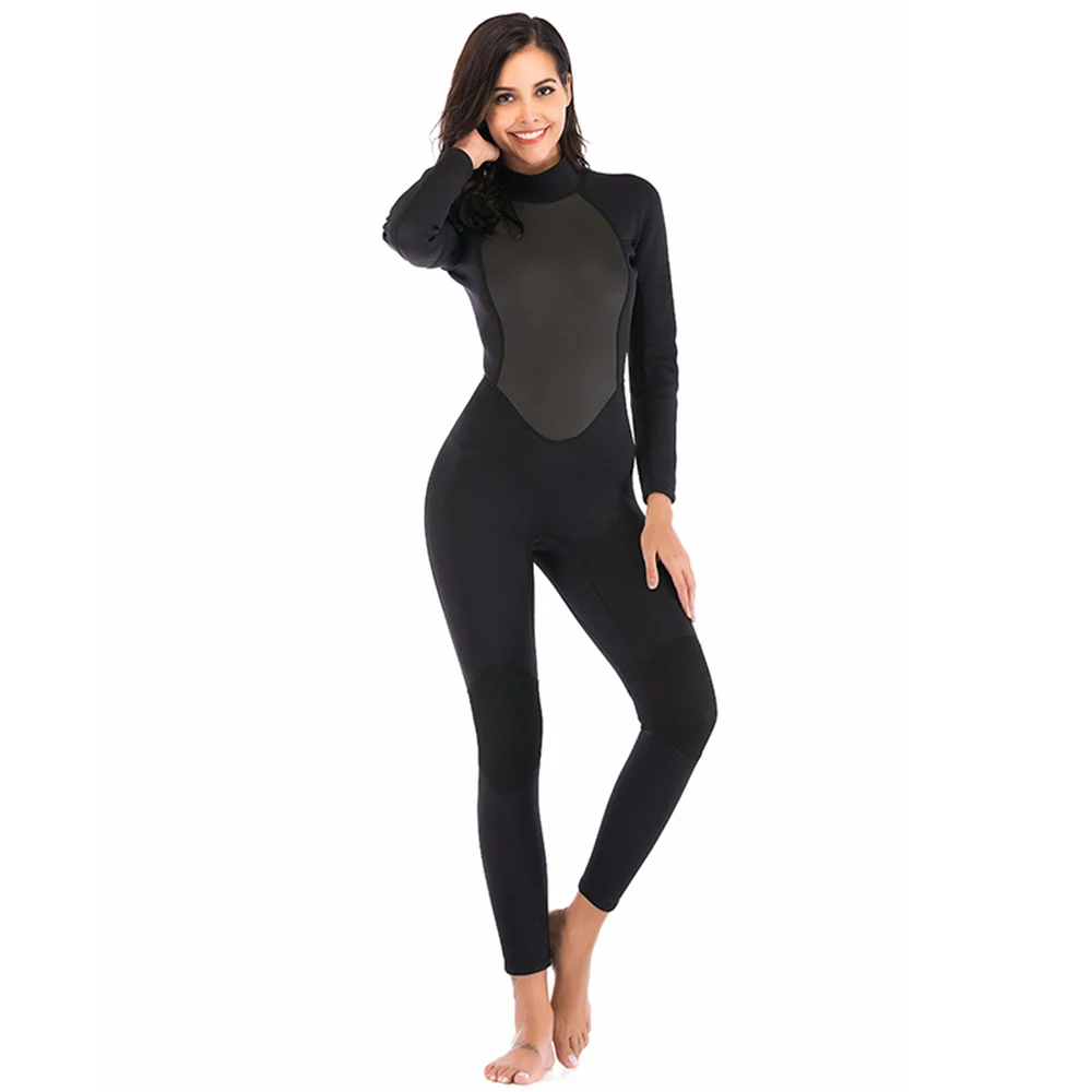 Women's Wetsuit 3MM Neoprene One Piece Wetsuit Long Sleeve Sunscreen Surf Suit Thickened Warm Snorkeling Swimming Wetsuit