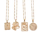 Ожерелье Bls-miracle, богемное, из сплава, с подвеской в виде золотой монеты, женское, винтажное, розовое, модное длинное, 2019, ювелирные изделия, подарки
