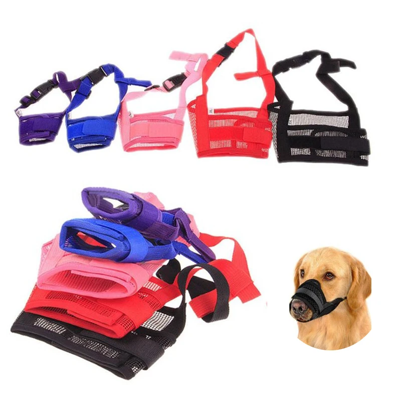 

New Adjustable Strap Mask Mesh Breathable For Small Large Dog Mouth Muzzle Training Pet Supplies Anti Bark Bite Chew Dog Muzzles