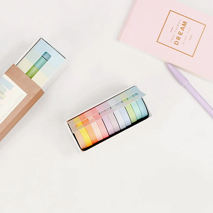 12 рулонов/коробка разноцветные леденцы Декор васи лента Diy радуга Маскировочные