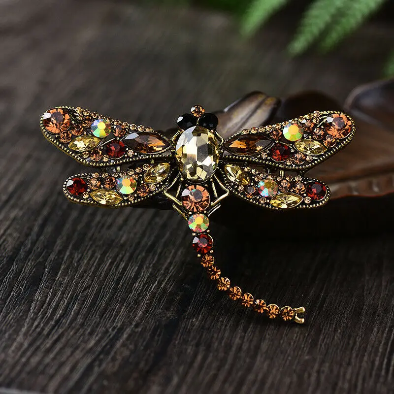 

Brown Crystal Dragonfly Bird Woman Brooch Pin Rhinestone Animal Jewelry Women Accessories Aka Sorority Gifts For