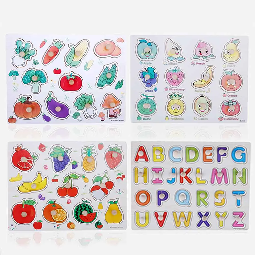 Деревянная доска для захвата детские игрушки пазлы с мультяшным рисунком