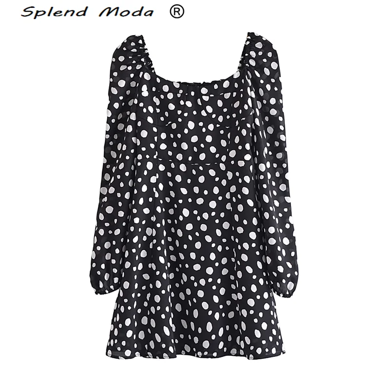 

Женское платье-мини в горошек, с открытой спиной