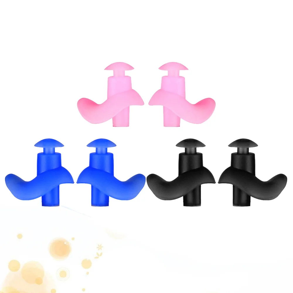 

3 Pairs Professional Swimming Ear Plugs Waterproof Reusable Silicone Earplugs for Adult (Blue + White +)