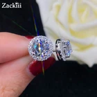 Женские серьги-гвоздики с бриллиантами, серебро пробы