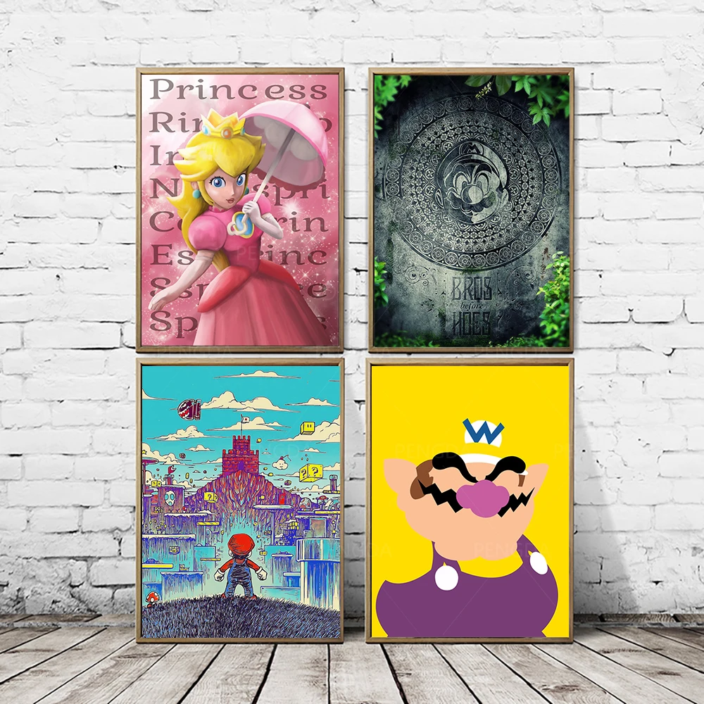 

Princess Mario Cartoon Canvas Painting Home Decoration Wall Art Picture Prints Modular Modern No Frame Poster For Living Room