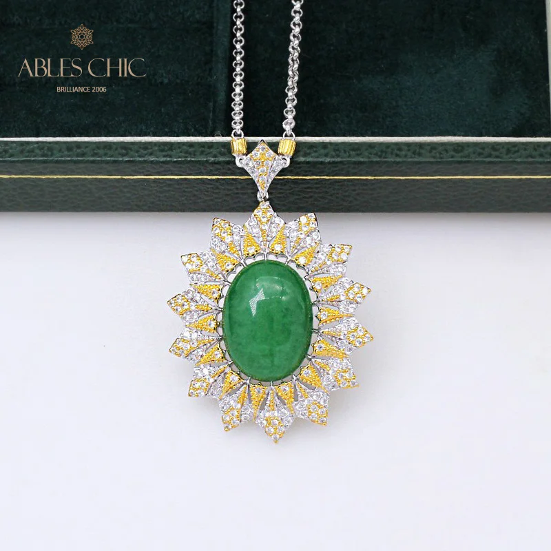 Ренессанс овальный камень 925 сплошная серебряная подвеска Королевский