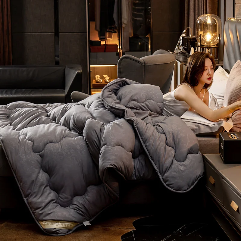 

Smooth And Soft Comforter 4 Seasons Blanket Simple Style Comforter Quilt Very Warm Washed Silk Quilt Duvet Queen King Size