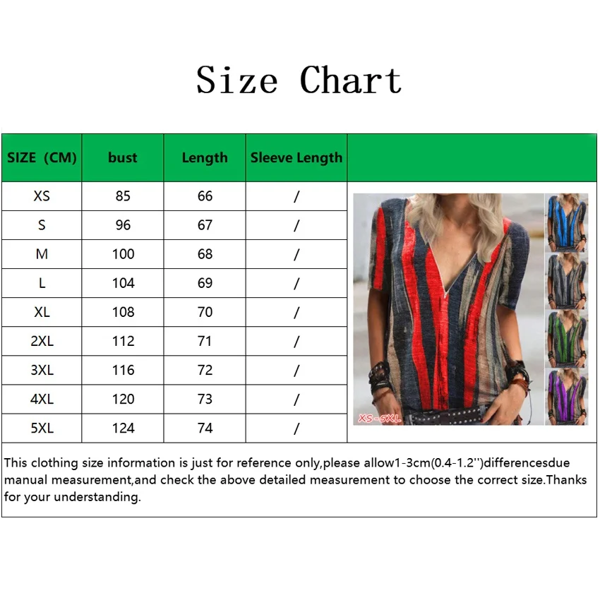 

Summer Women's Fashion Casual Zipper Short Sleeve T-shirt Printing Shirt Plus Size Tops