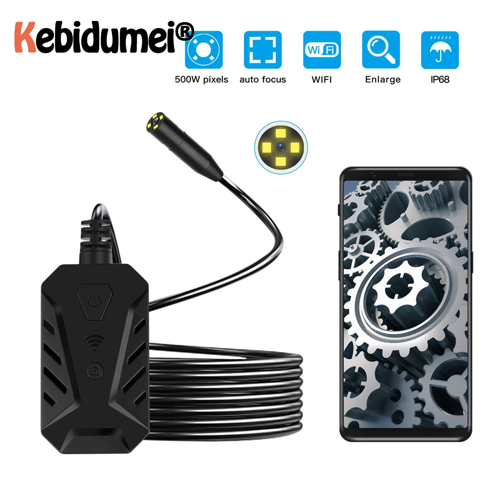 

Auto Focus Endoscope 5.0MP HD1944P LED Wireless WIFI Industrial Inspection Borescope IP68 Waterproof 500W Pixel Camera