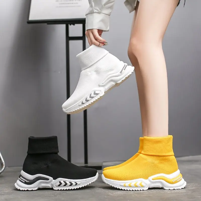 

springAutumn New High-top Platform Sneakers Women Knitted Casual Shoes Woman Sneakers Chunky Tenis FemininoPlatform shoes