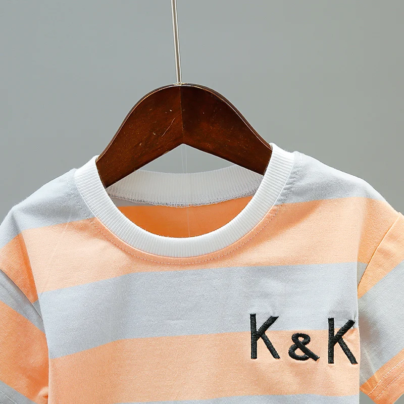 Детский хлопковый комплект из двух предметов летние комплекты в полоску для