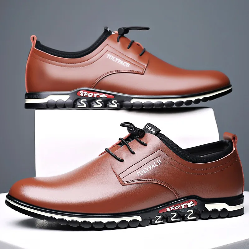 Brand Men Big Size Casual Leather Shoes 2019 New Thick Bottom Slip-on Round Toe Lace Up Oxford | Обувь