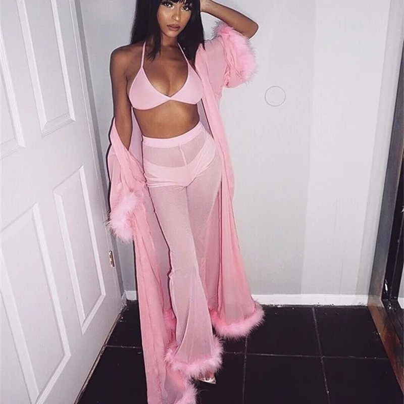 Сексуальный прозрачный женский летний комплект 2018 эластичный облегающий