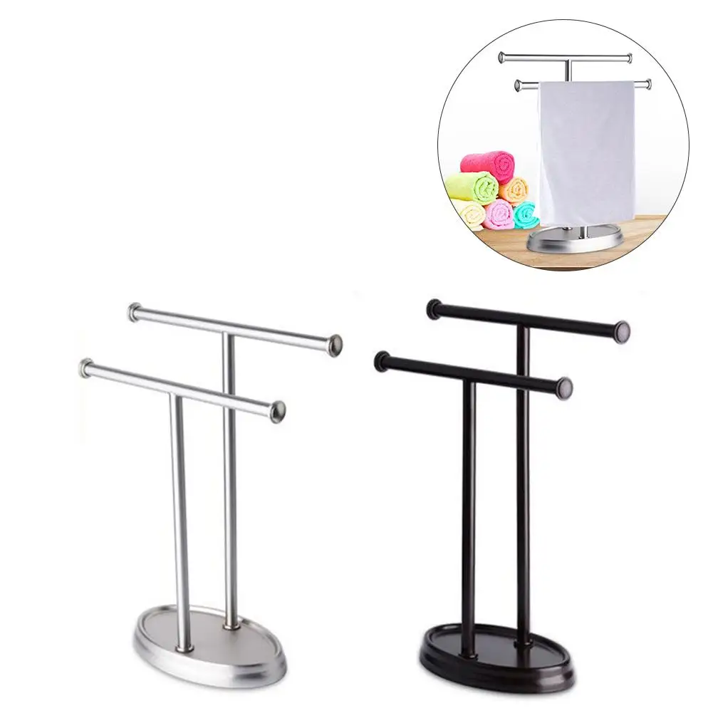 Двойные Т образные Полотенца стойка из нержавеющей стали Полка для полотенец